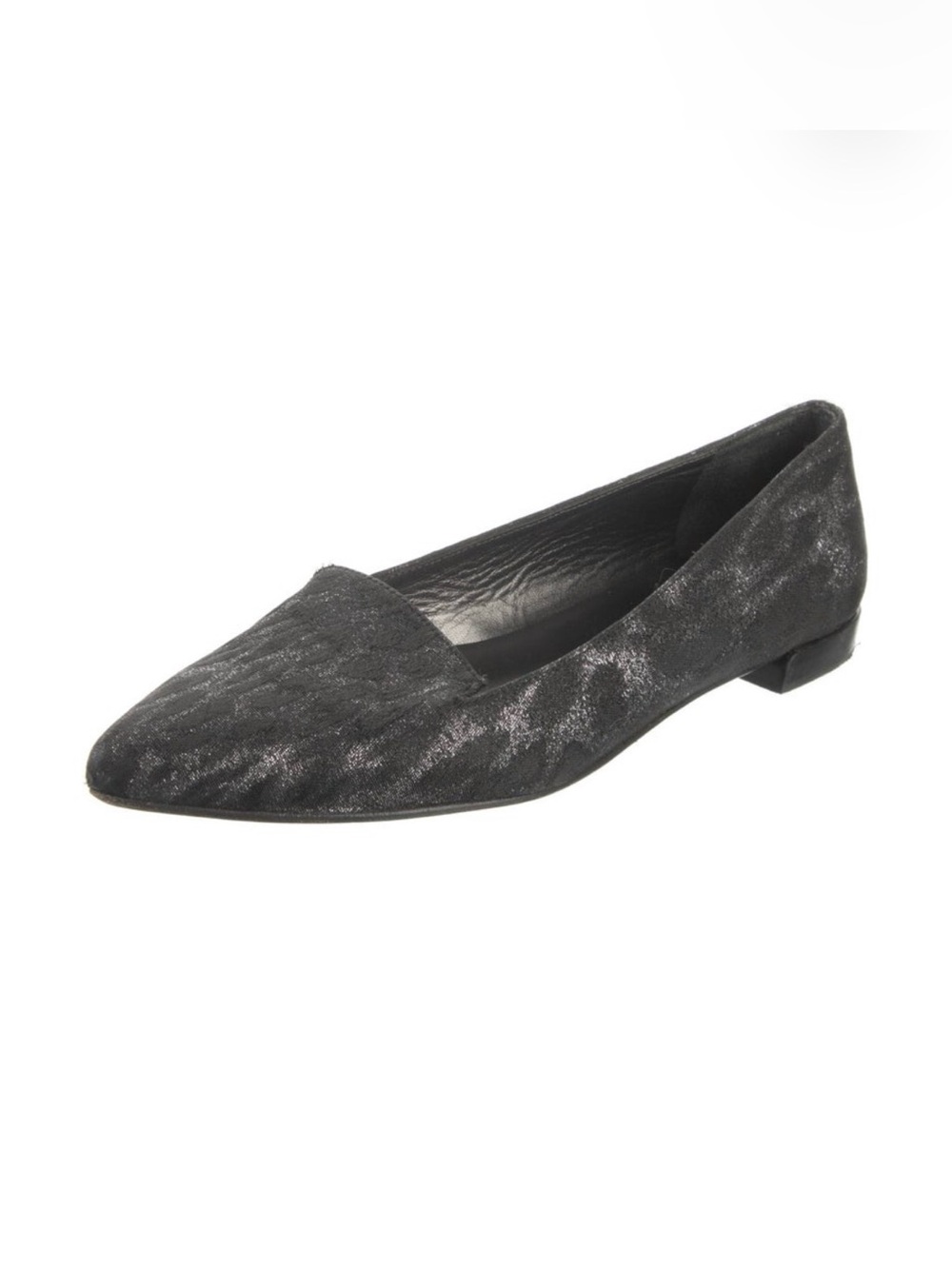 Stuart Weitzman Black Metallic Animal Print Leather Flats – Size 5.5